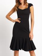 Shein Black Cap Sleeve Fishtail Dress