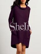Shein Burgundy Cowl Neck Sweatshirt Dress