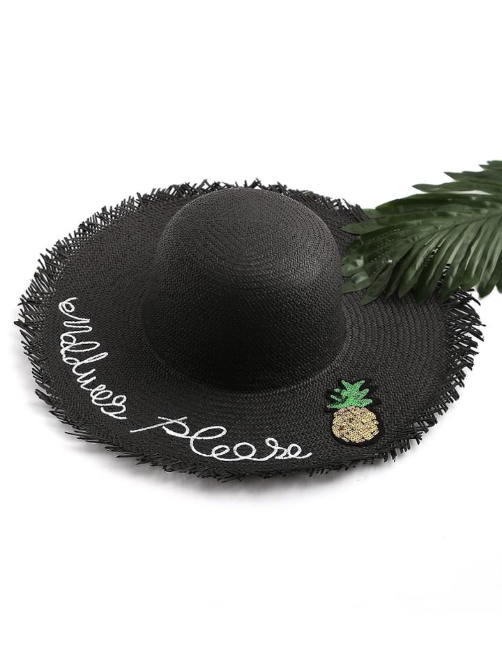 Shein Sequin Pineapple Straw Hat