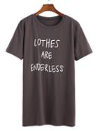 Shein Letters Print Grey Tshirt Dress