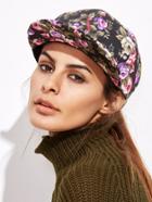 Shein Black Floral Print Baseball Cap