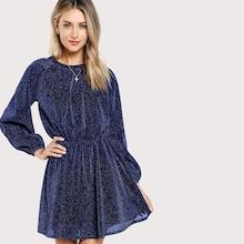 Shein Bishop Sleeve Split Back Glitter Dress