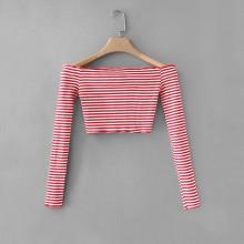 Shein Bardot Striped Crop Tee