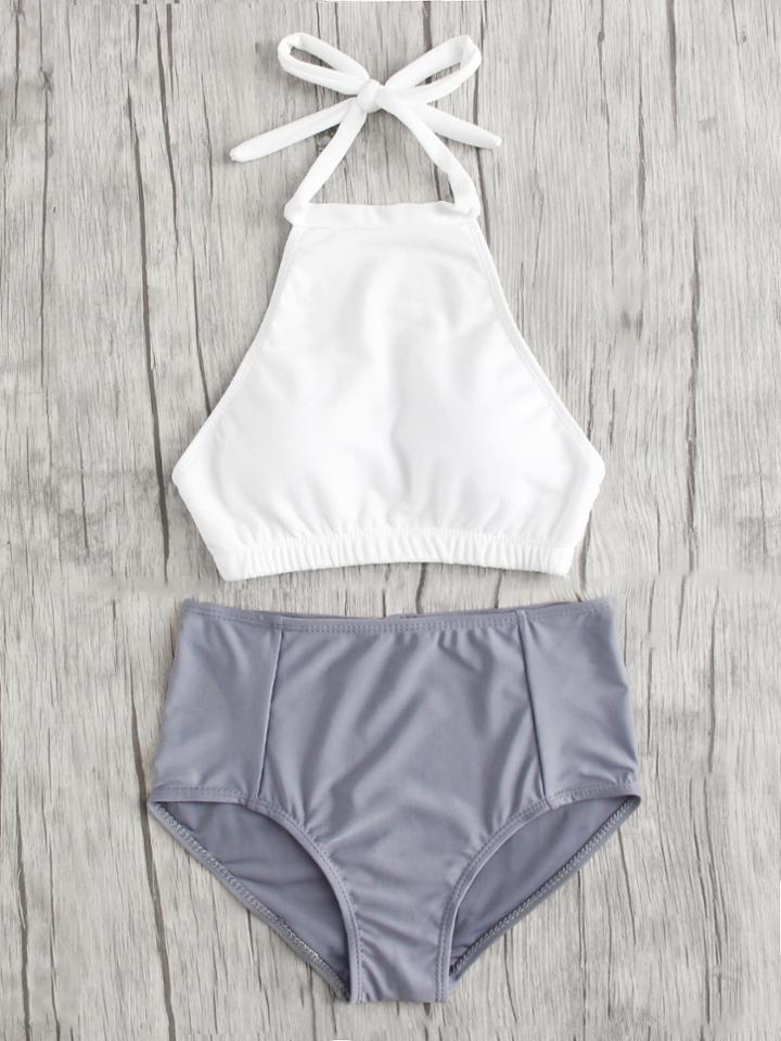 Shein Mix And Match High Neck Bikini Set
