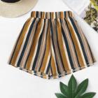 Shein Elastic Waist Vertical-striped Shorts