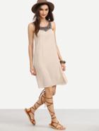 Shein Apricot Embroidered Crepe Dress