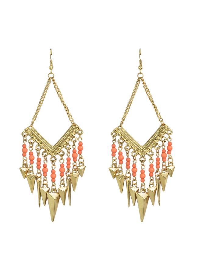 Shein Gold Plated Spike Orange Beads Earrings