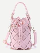 Shein Flower Embellished Hollow Out Drawstring Bucket Bag