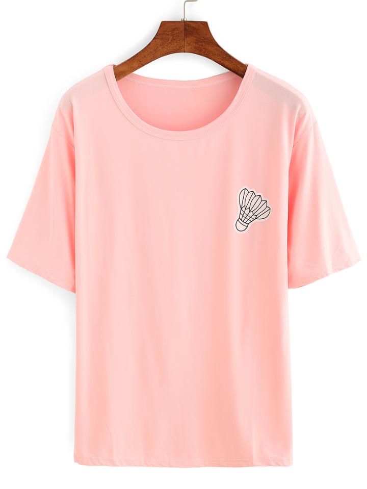 Shein Badminton Print Short Sleeve T-shirt