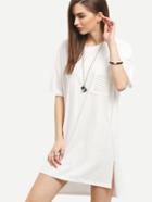 Shein Ripped Pocket High-low T-shirt Dress