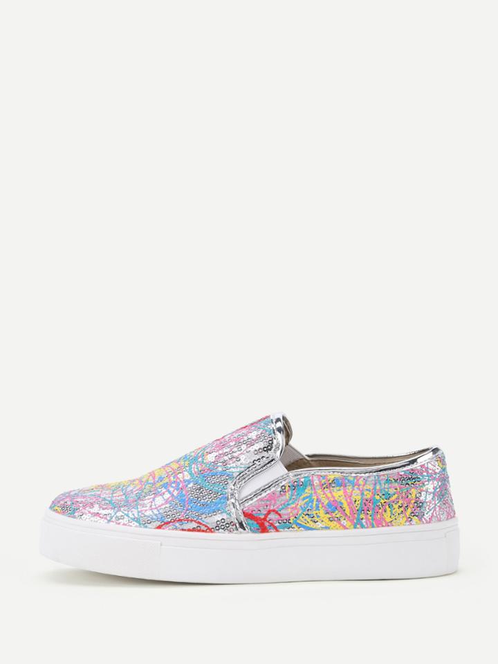 Shein Graffiti Pattern Slip On Plimsolls
