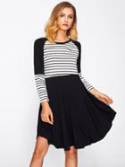 Shein Raglan Sleeve Contrast Striped Dress