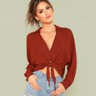 Shein Knot Front Dolman Sleeve Top