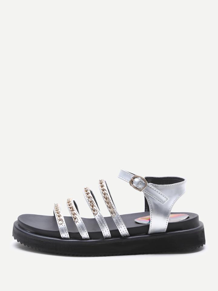 Shein Chain Detail Strappy Flat Sandals