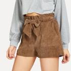Shein Belted Frill Waist Corduroy Shorts