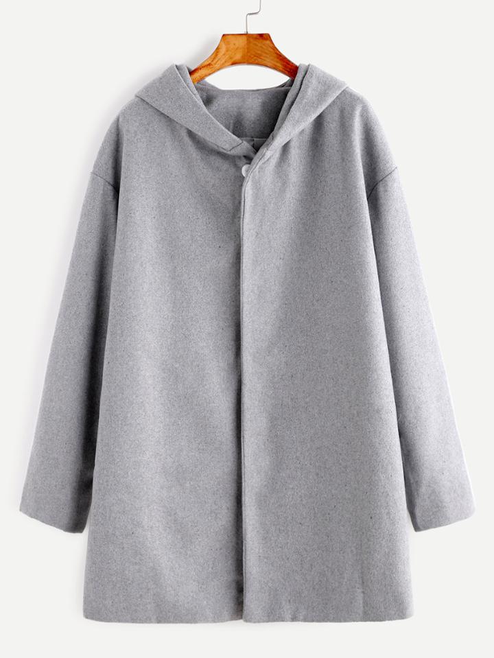 Shein Grey Hooded Drop Shoulder Coat