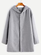 Shein Grey Hooded Drop Shoulder Coat