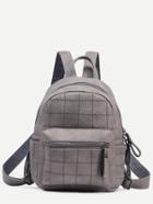 Shein Grey Faux Leather Quilted Backpack