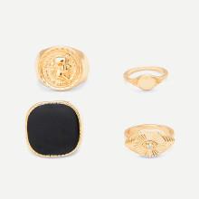 Shein Contrast Retro Ring Set
