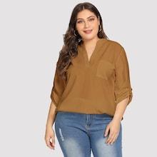 Shein Plus Solid Dip Hem Blouse