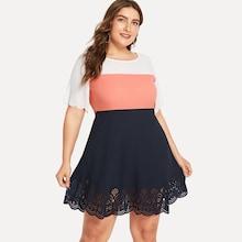 Shein Plus Cut Out Colorblock Dress