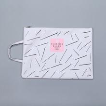 Shein Slogan Print Filing Bag With Handle