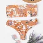 Shein Cut-out Random Floral & Striped Bikini Set
