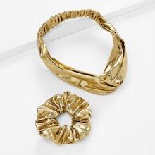 Shein Metallic Twist Headband And Scrunchie 2pcs