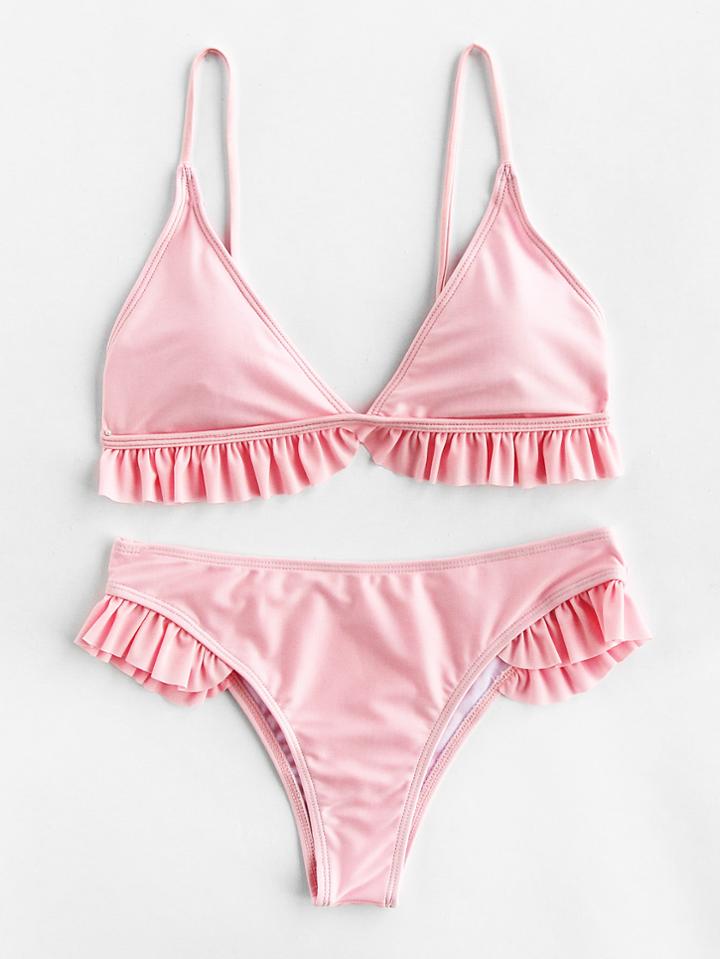 Shein Ruffle Trim Triangle Bikini Set