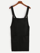 Shein Black Knit Overall Dress With Pockets