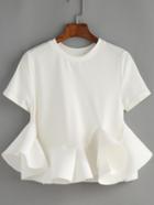 Shein Crew Neck Ruffle Crop Blouse