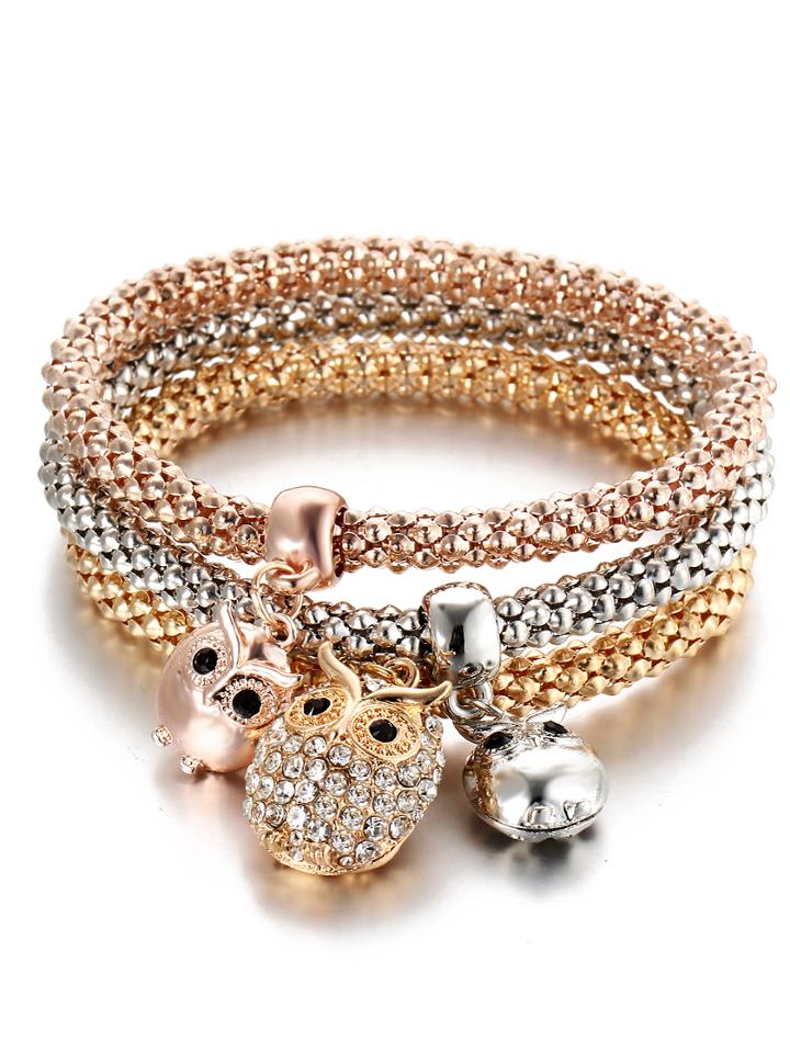 Shein Multicolor Owl Charm Bracelet 3pcs