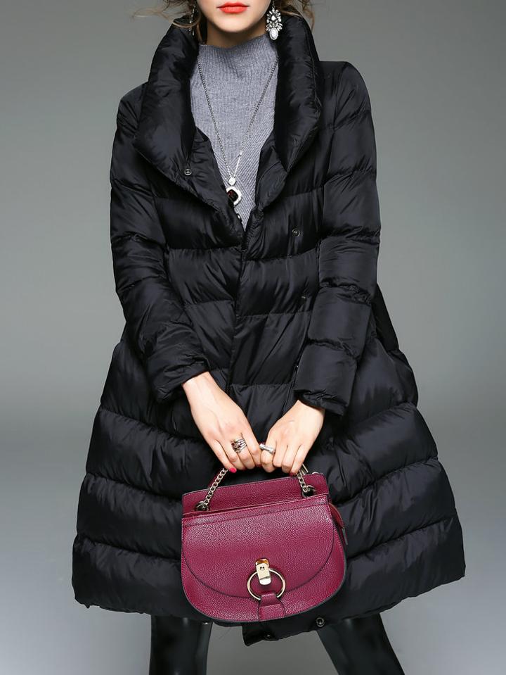 Shein Black Lapel Tie-waist Coat