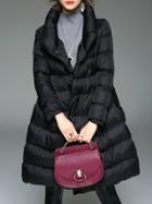 Shein Black Lapel Tie-waist Coat