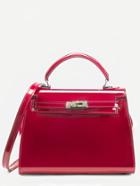 Shein Red Turnlock Strap Closure Plastic Satchel Bag