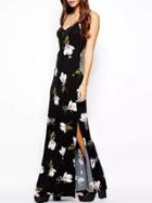 Shein Spaghetti Strap Floral Print Split Dress