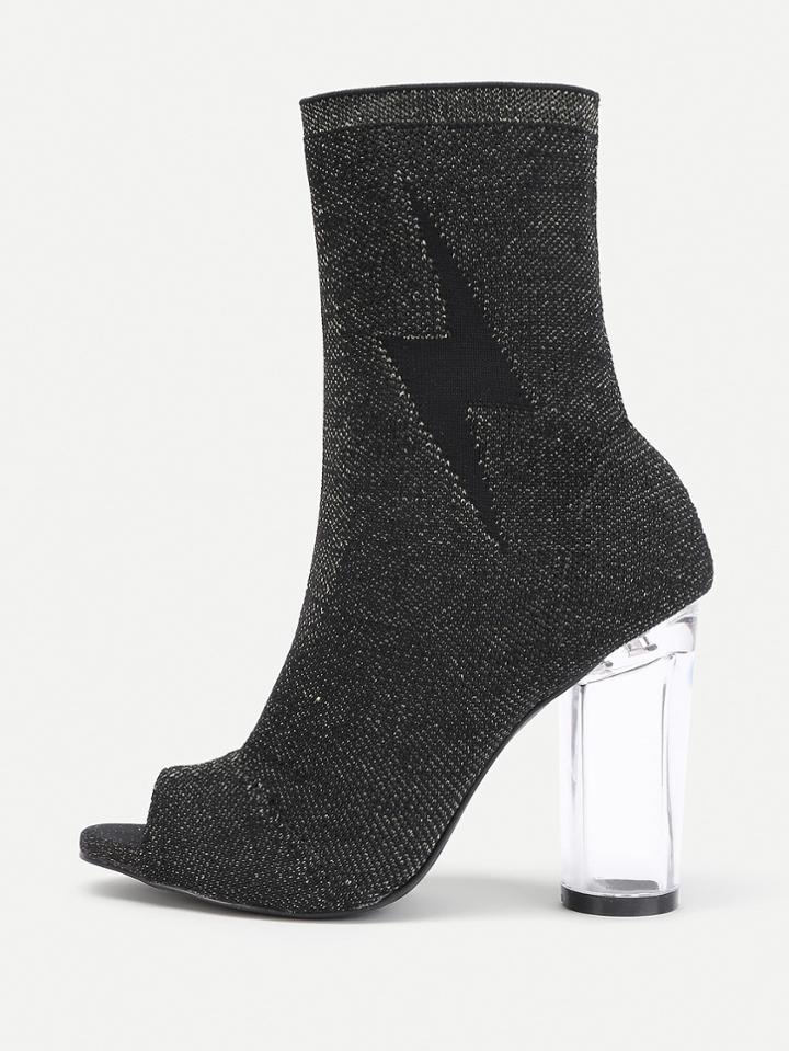 Shein Peep Toe Transparent Heeled Boots
