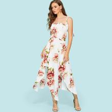 Shein Floral Print Split Hem Cami Dress