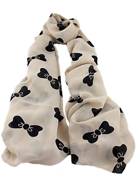 Shein Beige Bow Print Scarves