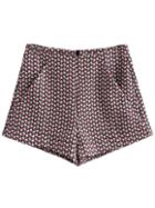 Shein Multicolor Pockets Zipper Back Houndstooth Shorts