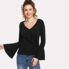 Shein Ruffle Trim Layered Bell Sleeve Tee