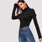 Shein Turtleneck Ruffle Form Fitted Tee