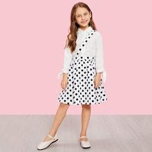 Shein Girls Polka-dot A-line Skirt