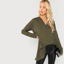 Shein Asymmetrical Hem Wrap Top