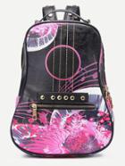 Shein Guitar Shaped Print Rivets Backpack