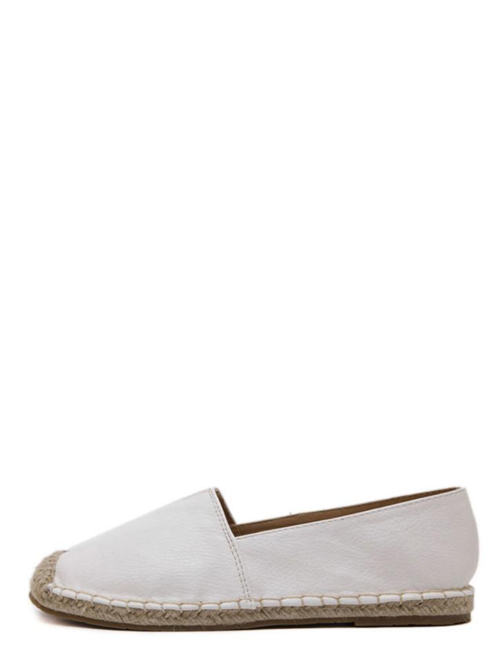 Shein White Round Toe Slip-on Espadrille Flats