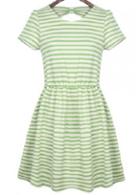 Rosewe Enchanting Stripe Print Short Sleeve A Line Dress