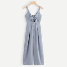 Shein Cut Out Knot Front Shirred Back Jumpsuit