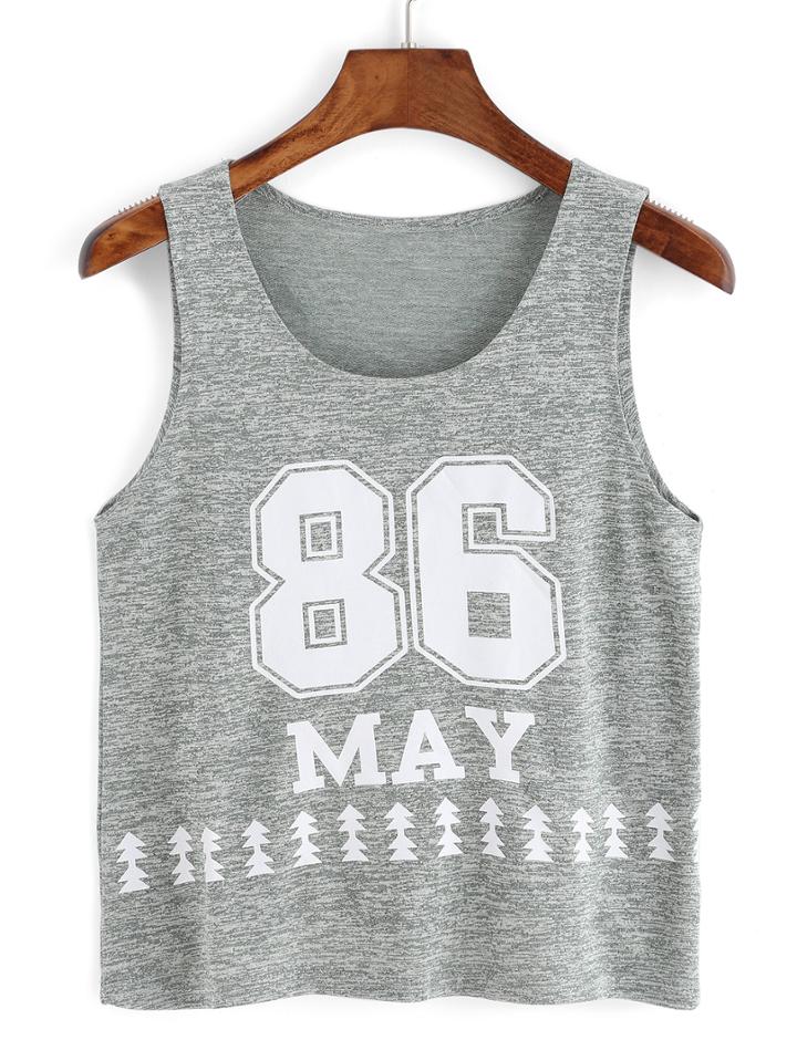 Shein Number Print Green Tank Top