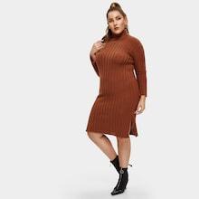 Shein Plus Form Fitting Slit Hem Knit Dress